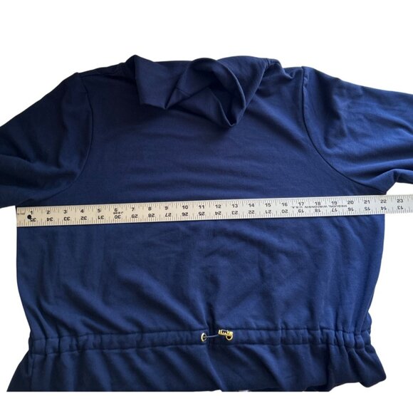 Crown & Ivy Navy Long-Sleeve Pullover With Drawstring Waist Womens Size L - Picture 6 of 7